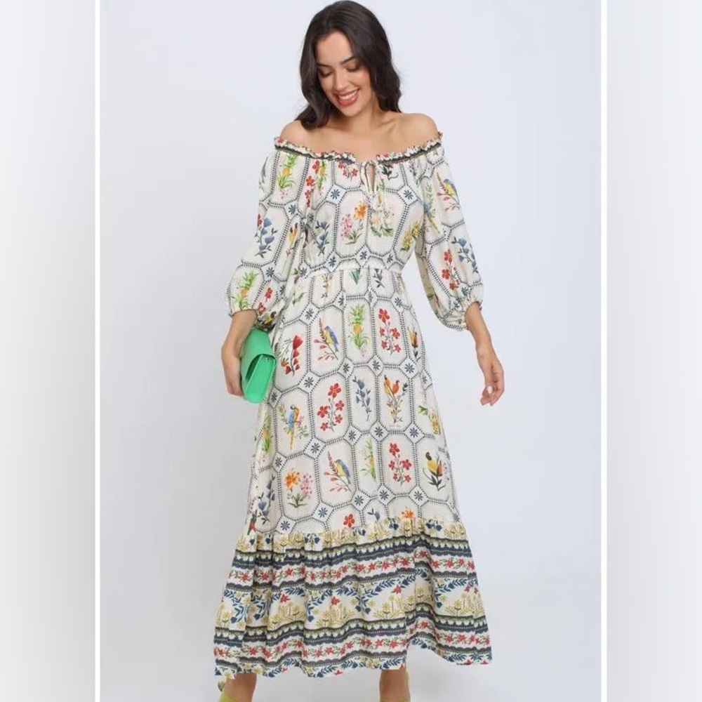 Farm Rio botanical print maxi dress size M